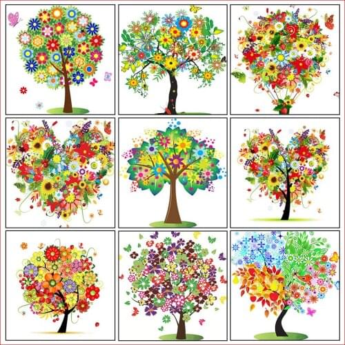 5D DIY Diamond Painting Flower Tree Cross Stitch Kit Full Square/Round Rhinestone Diamond Embroidery Mosaic Home Decoration Gift