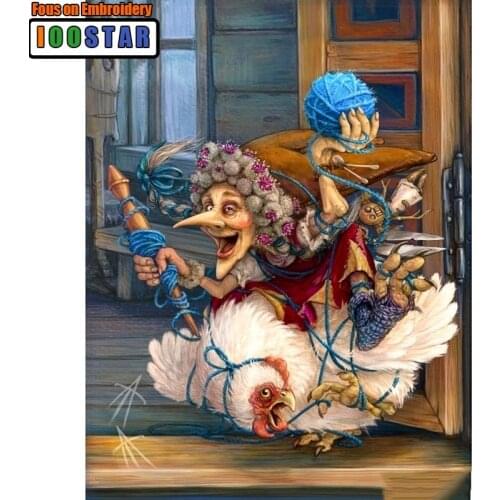Full Square/Round Drill 5D DIY Diamond Painting "Witch & rooster" Embroidery Cross Stitch Mosaic Home Decor Gift