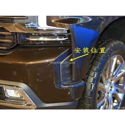 Car auto cover styling For Chevrolet Silverado 2019 ABS chrome front head fog lamp light trim accessories 2pcs