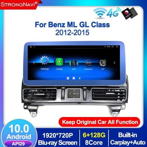 Android 10 12.3'' 6+128G Car Multimedia Radio Player For Mercedes Benz GL ML 2012-2015 1920*720 IPS Screen 4G Lte Carplay+Auto