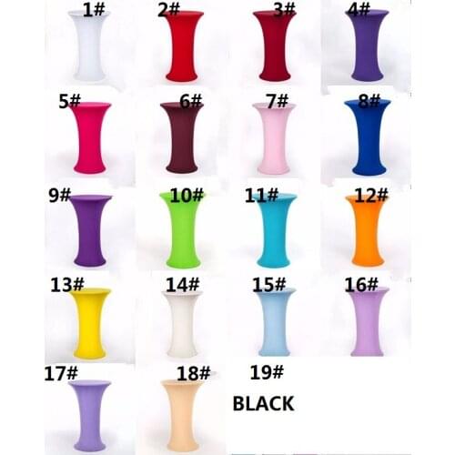 Free Shipping 60cm 70 cm 80cm 90cm Lycra Cocktail Poseur Dry Bar Spandex Table Cover Cloth Wedding Party Event Many colors