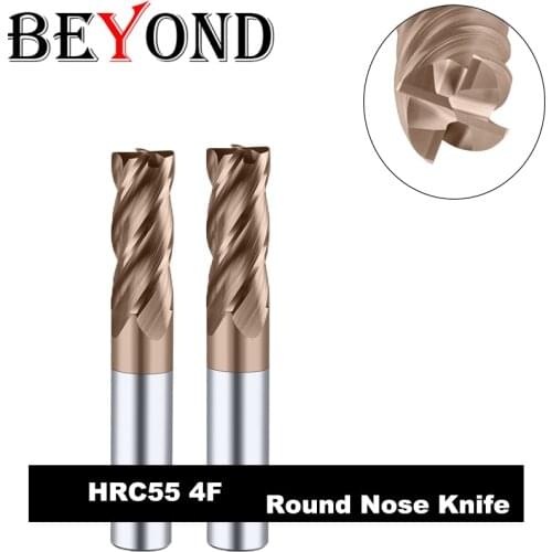 BEYOND CNC Carbide End Mill Round Nose Knife Tungsten Steel Milling Cutter Woodworking Tools 4Flutes HRC55