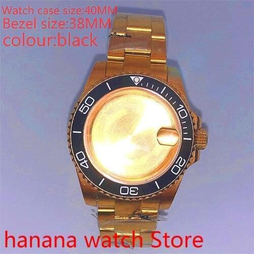 Bliger Suitable for NH35 36 Mingzhu2813 Miyata automatic winding 40mm sealed back gold box series, with rotating bezel black