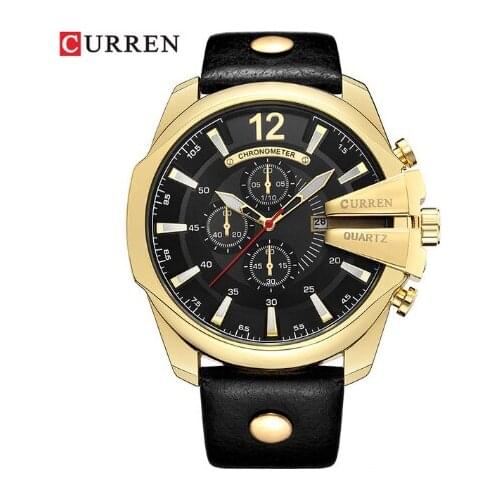 Mens Luxury Brand CURREN New Fashion Casual Sport Watches Genuine Leather Mens Bracelet Wrist Watch