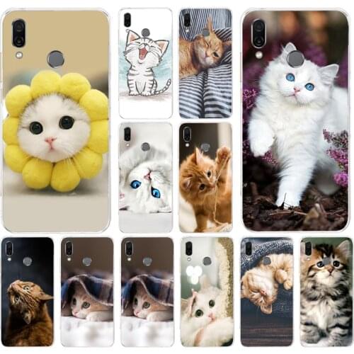 04AS Cute Cat Kitten Soft Silicone Tpu Cover phone Case for huawei Honor 8 8a Prime 8s 8x 8 lite 9 9x 9 lite 10 10i 10 lite