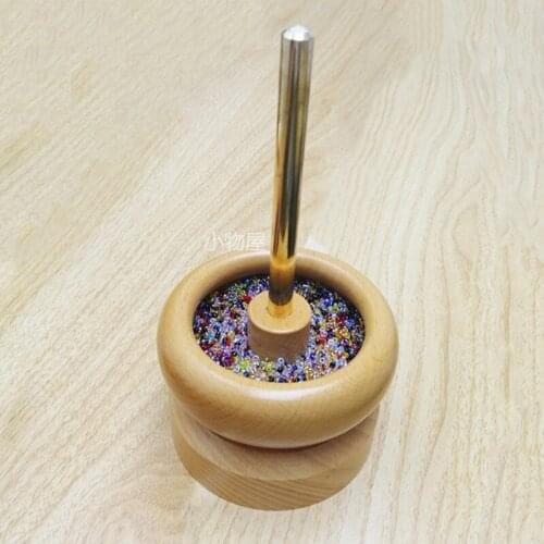 Wooden Bead Spinner Loader Bowl String Seed Beads Chain Tool String Loader Manual Wooden Crafts Bead Spinner Jewelry Making