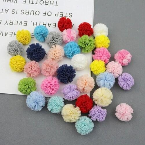 40pcs Lace Pom Pom Trim Ball Macrame 2.5MM Pom Pom Hand - Decorated Mesh Ball Hair Ornaments Toys DIY Decorative Accessories