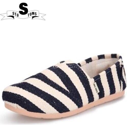 2018 Canvas Shoes Women Linen Slip-on Espadrilles Shoes Flats Stripe Design Luxury Brand Handmade Loafers Walking Shoes twm0136