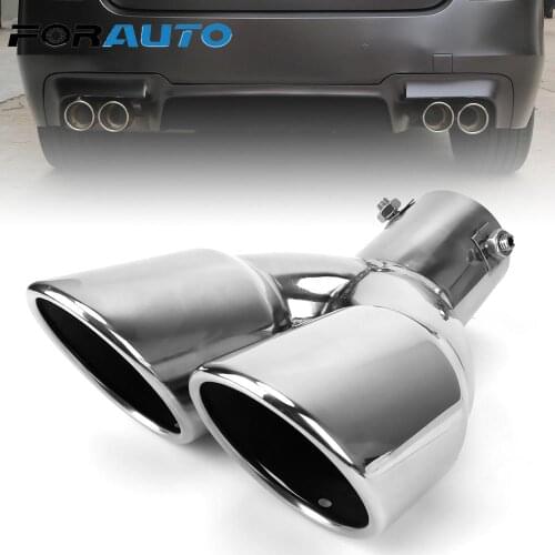 Stainless Steel Chrome Auto Accessories Exhaust Pipe Trim 63mm Universal Tail Throat Car Muffler Dual Outlet