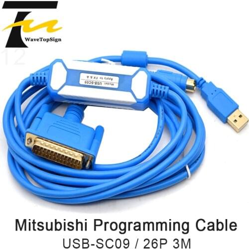 Mitsubishi FX/1N/2N/2S/3S and A Series PLC Programming Cable Data Download Cable USB-SC09 26P 3M Cable