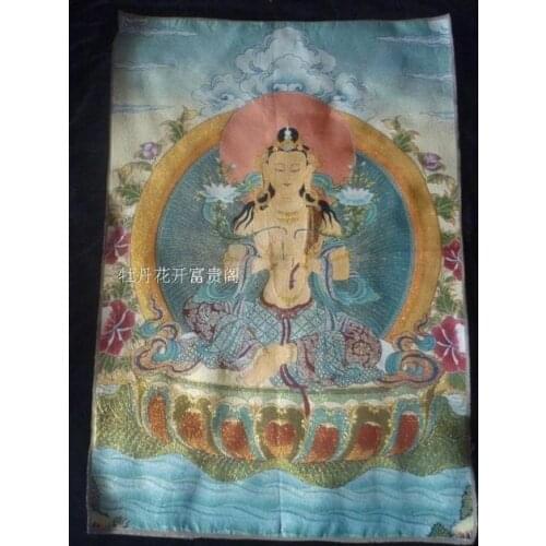 Chinese Antique collection the Thangka embroidery the Goddess of mercy diagram