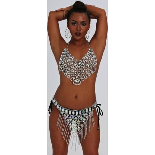 Boho Rhinestone chain Set Belly Dance Beach Body Chains Bra Fashion Charm Harness Chain Body Accessories Jewelry for Women