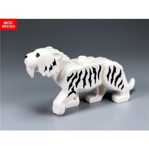 10pcs/lot MOC Bricks Animal Saber-toothed tiger Educational Building Blocks Action figure DIY Toys for children Dolls gifts