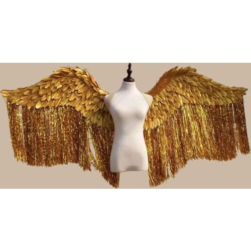 Cosplay Beautiful silver Angel feather wing Fashion show photo shooting props gold wing EMS free shipping