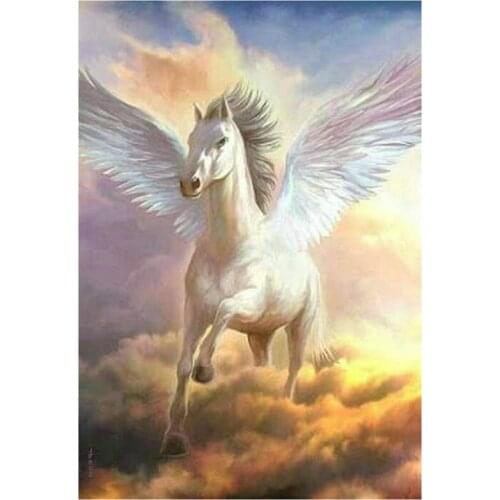 Square full 5d diy diamond painting horse angel wings 3d diamond mosaic animal embroidery rhinestone crafts watercolor sticker