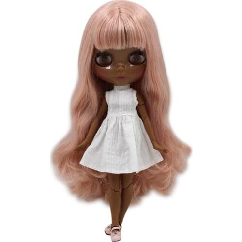 ICY DBS Blyth Doll 1/6 bjd dolls super black skin tone New pink dream long curly hair joint body BL1329