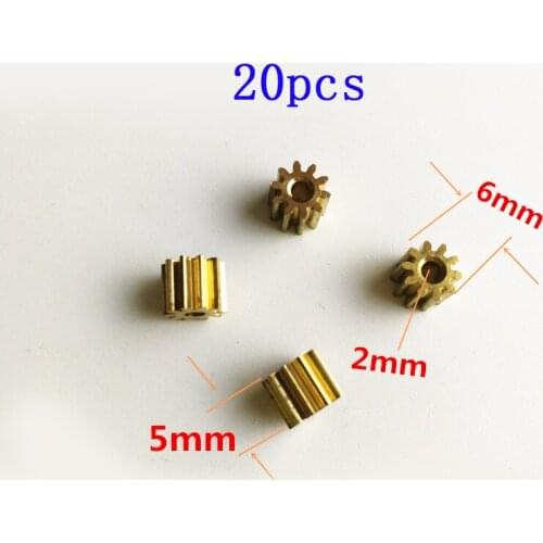 20Pcs 10T 0.5M 2*6*5mm Metal Gears 2mm Motor Axle Pinion Accessories for DIY Mini Models