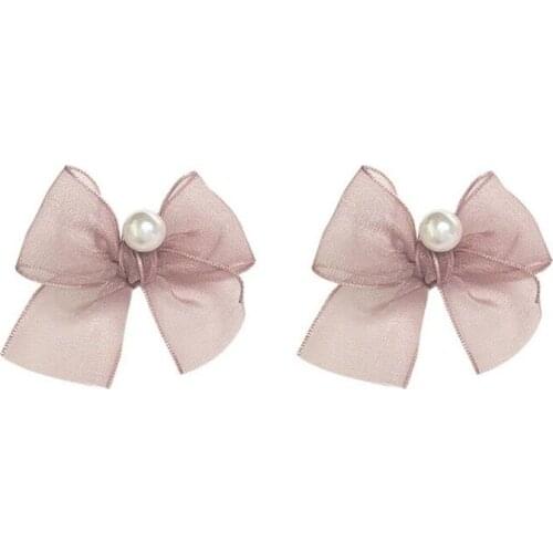 10 pair / lot fashion Bowknot pearl earrings lace temperament Korean personality super fairy earrings