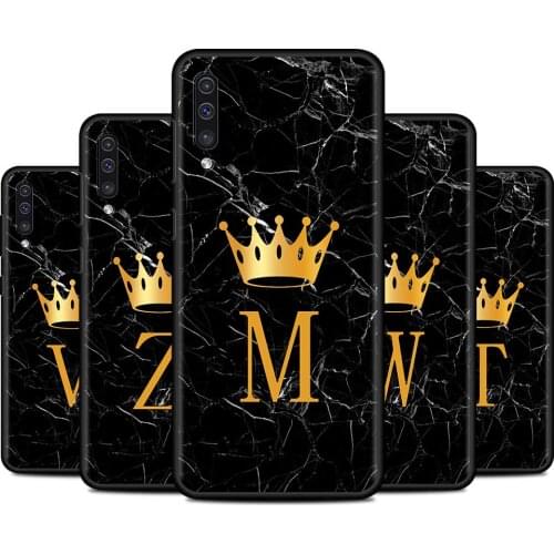 Soft Case for Samsung Galaxy A10 A20 A30 A40 A50 A70 A10s A20s A30s A50s A70s A80 A90 Soft Phone Cover Initial Letter A Z Crown