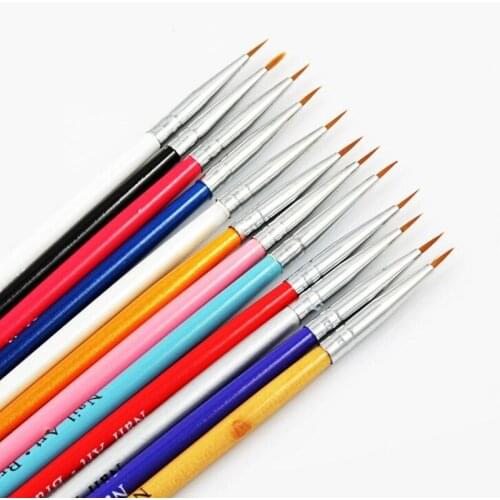 Polish Brush Set Kit DIY Professional Nail Brushes Makeup Cosmetic Accessories 12 PCS Colorful Nail Art Design Painting Tool Pen