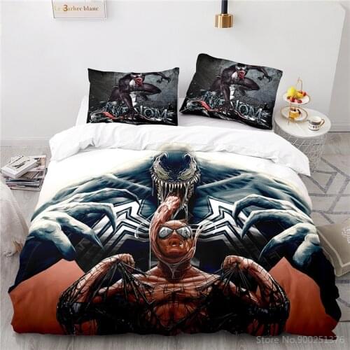Marvel Avengers Alliance 3D Venom Bedding Set Spiderman Duvet Cover Set Soft Quilt Cover Pillowcase Home Textile Bedclothes Gift
