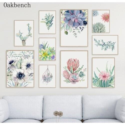 Succulent Plants Wall Art Print Nordic Poster Leaf Flowers Cactus Posters And Prints Living Room Decorative Canvas Paintings
