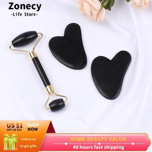 Obsidian Jade Roller Stone Natural Facial Massager Thin Lift Beauty Gouache Scraper Eye Neck Body Gua Sha Jade Skin Care Tools