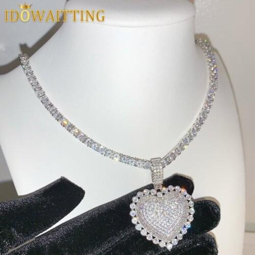 2021 New High Quality Bling Iced Out Heart Pendant 4 Colors AAA Zircon Choker Necklace For Men Women Fashion Hip Hop Jewelry