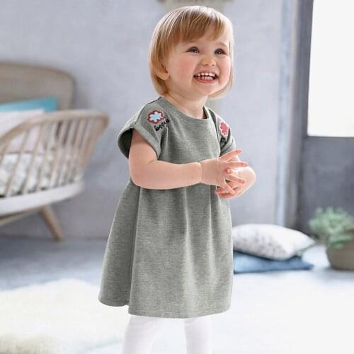 Summer new European and American brand childrens wear dress classic knitted cotton girls short sleeve dress explosions