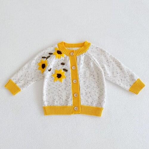 Autumn New Baby Girls Coat Baby Sweater Toddler Knit Cardigans Newborn Embroidery Knitwear Long-sleeve Cotton Baby Jacket Tops