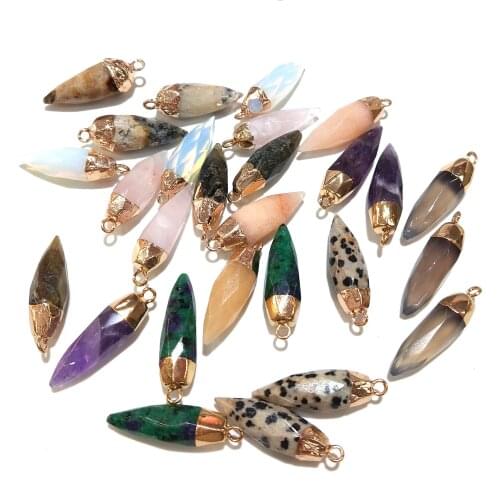 Wholesale Natural Stone Pendants Fashion Jewelry Findings Irregular Natural Stone Pendant DIY for Necklace Jewelry Making 28x9mm