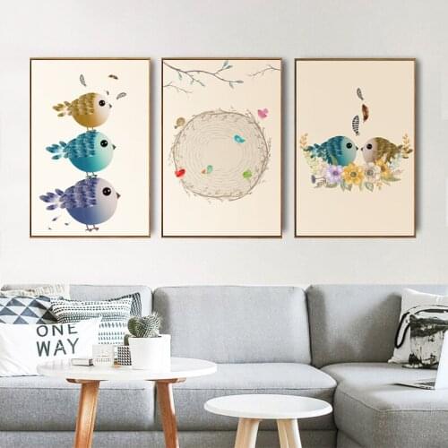 Nordic Poster Prints Coffee Wall Art Canvas Painting Dream Love Bird Leaf Heart Animal Wall Pictures for Living Room Home Decor