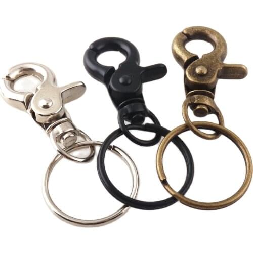 Swivel Clasp with Keyrings Dog Leash Black Snap Hook Metal Lobster Clasp Lanyard Hook Clips Bag Hardware Accessories