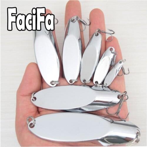 10pcs Metal Spoon Fishing Lure 3g 7g 10g 14g 18g 20g 28g 35g 40g 49g 56g 63g 83g 100g Treble hook Silver Bass Lure Bait