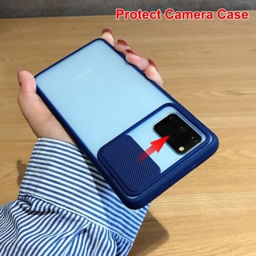 For Samsung Galaxy S20 Ultra S20 Plus S20 Case Protect Camera Slider Transparent Matte Soft Shockproof Cover Funda Carcasa