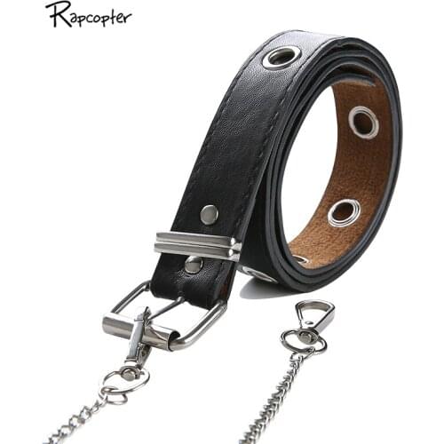 Rapcopter Women ins Popular Ring Belt Chain Punk Style Crop Belts Female 2019 Fashion Hollow Out Decorative Concave-shaped Belt