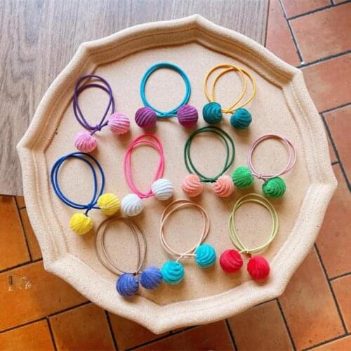 Girls Lovely Elastic Hair Bands Hair Accessories Hair Styling Tools Cute Small Velvet Ball Hair Ring Head Rope Headdress