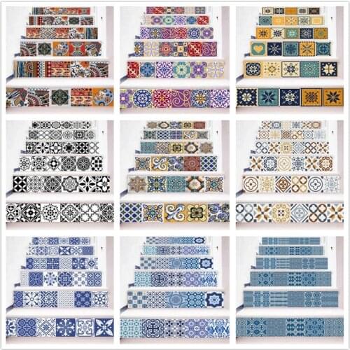Self-adhesive Staircase Sticker Vinyl Colorful Landscaping Removable 3D Stairs Decoracion Escaleras for Steps Decals Home Decor