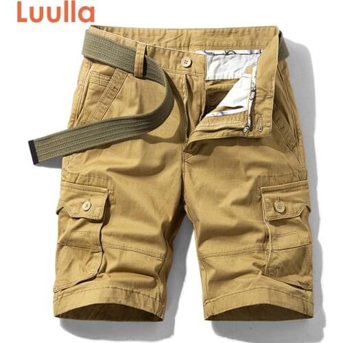 Oiata Men 2021 Summer New Casual Vintage Classic Pockets Loose Fit Cargo Shorts Men Outwear Fashion Twill 100% Cotton Shorts Men