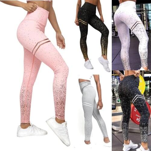 Hip-lifting Sweat-absorbent Sports Fitness Tight Yoga Pants Women Printing Leggings Bronzing High Waist Slim Trousers