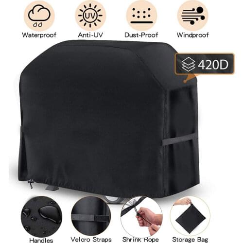 Heavy-Duty 420D Oxford Cloth Outdoor Grill Cover UV Resistant Grill Cover Dust Waterproof Cover PVC Coating Rip-Proof BBQ Cover