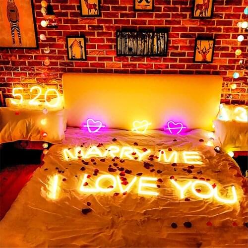 LED Number Letter Lights Luminous Neon Alphabet Night Lamp Battery&USB Powered for Romantic Wedding Party Birthday Decoration