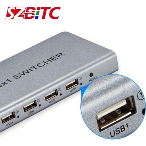 SZBITC 4x1 USB Switcher USB2.0 4 in 1 out Selector Box Hub Sharing Switch Converter For PC Control,Mouse
