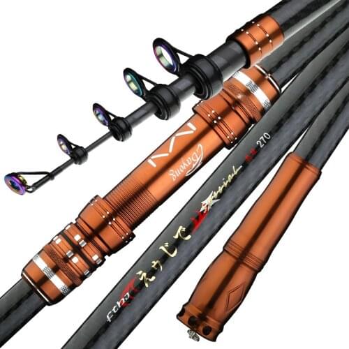 High Quality Super Hard Carbon Telescopic Fishing Rod Set with Reel Ultra Light Portable Throwing Seapole Power Hand Rod 2-3.6m