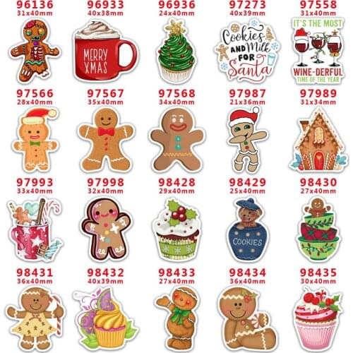 DIY Craft Supplies Sewing Accessories Cartoon Christmas Gingerbread Printed Planar Resins Mold 30 Pieces. PR-96136