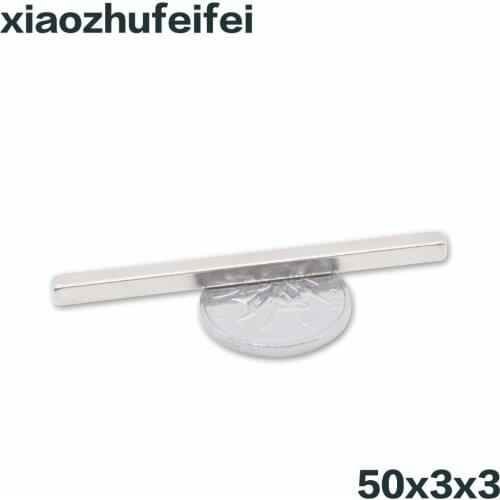 10pcs Bulk Super Strong Neodymium Block Magnets 50mm x 3mm x 3mm N35 Rare Earth NdFeB Rectangular Cuboid Magnet 50*3*3mm