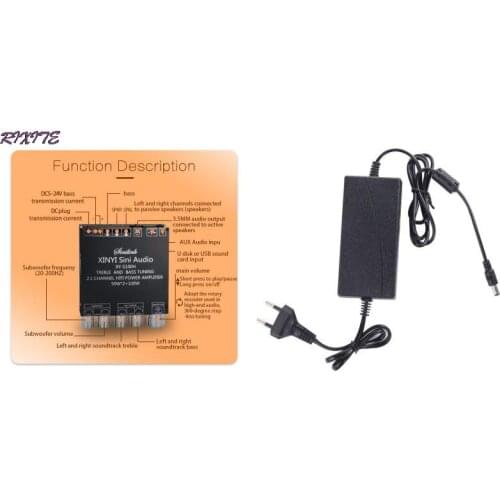 2.1 channel Bluetooth audio power amplifier module high and low bass subwoofer 50W*2+100W S100H S100L+Power Adapter