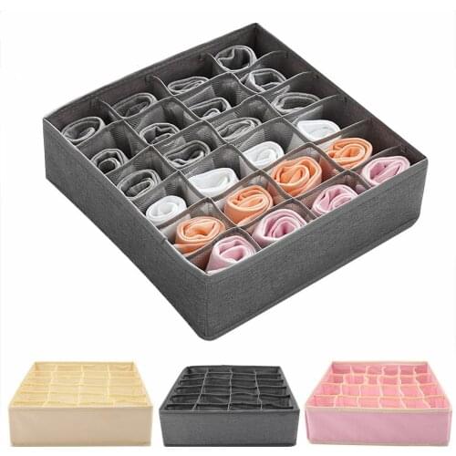 24 Grid Closet Organizer Non-woven Fabric Bra Ties Socks Container Storage Boxes Durable Underwear Foldable Drawer Organizer