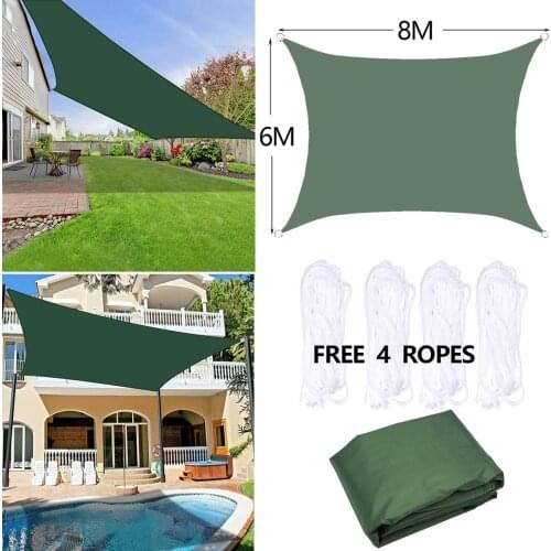 6X8M 4200D Waterproof Polyester Shade Sail Garden Terrace Canopy Swimming Sun Shade Camping Yard Sail Awning Garden Parasol