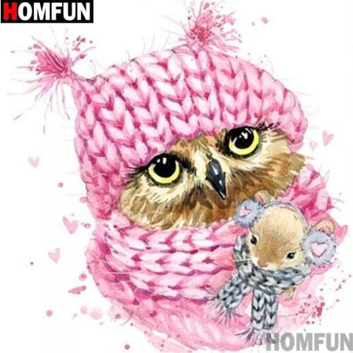 HOMFUN Full Square/Round Drill 5D DIY Diamond Painting "Cartoon owl mouse" 3D Diamond Embroidery Cross Stitch Home Decor A19349
